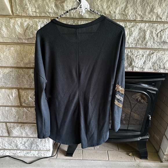 Fashionomics black dolman long sleeve top sequins medium - Picture 2 of 8